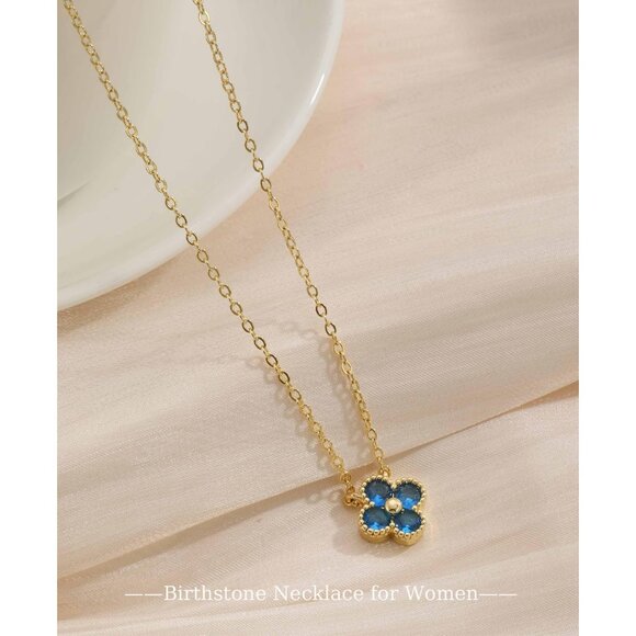 Trendy Non-Tarnish Birthstone Necklace with Cubic Zirconia - Adjustable Fit - Picture 4 of 6